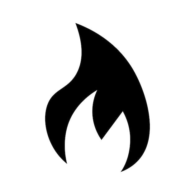 Icono de llama conjunto de calor signo de fuego símbolo de vector de quema en negro relleno y estilo delineado
