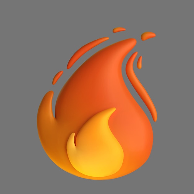 Icono de llama de fuego 3D aislado en el fondo grey Ilustración vectorial