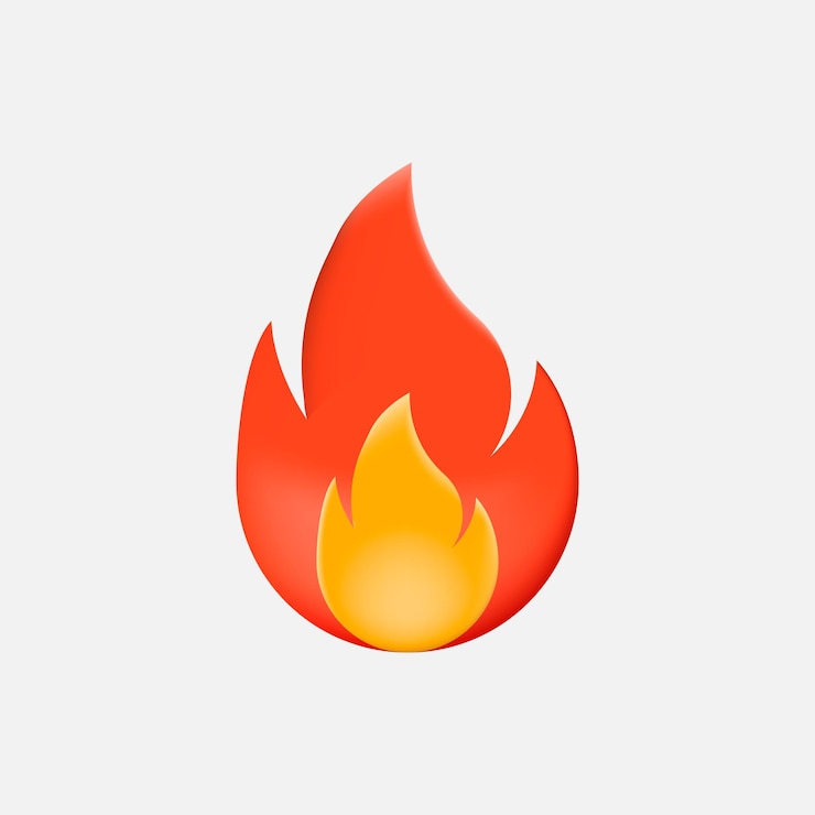 Vector icono de llama de fuego 3d aislado sobre fondo blanco render de fuego emoji concepto de energía y poder ilustración de vector simple de dibujos animados 3d