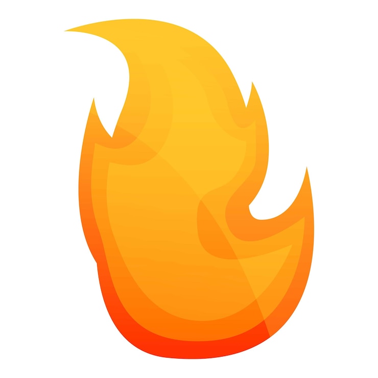 Vector icono de llama de fuego emblema caricatura de icono de vector de llama de fuego emblema para diseño web aislado sobre fondo blanco