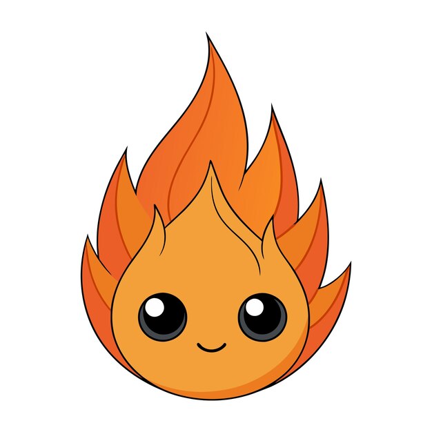 Vector icono de llama de fuego llama de fuego personaje emoji lindo aislado en un fondo blanco