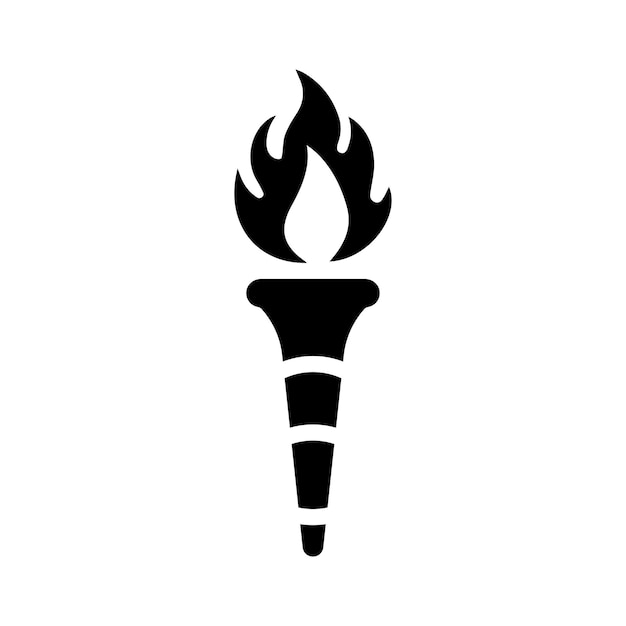 Icono de llama griega de fuego Gráficos vectoriales negros