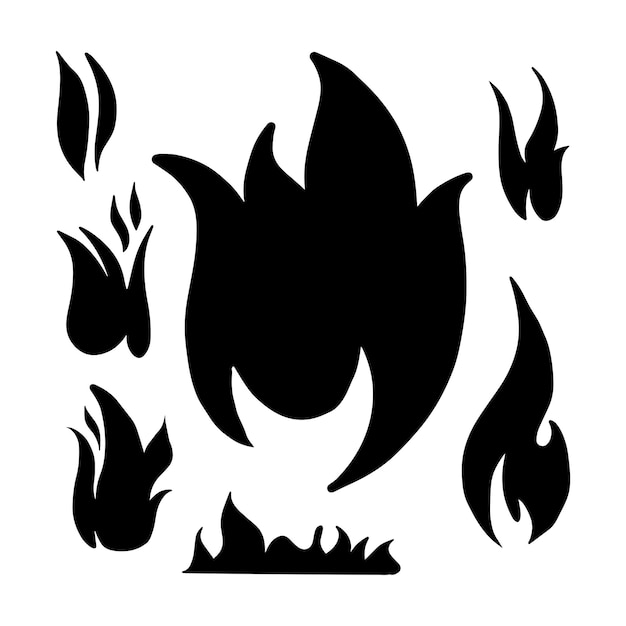 Icono de llama de vector de fuego Icono negro aislado sobre fondo blanco