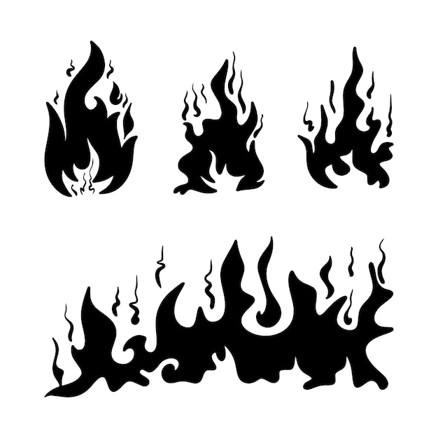 Icono de llama de vector de fuego icono negro aislado sobre fondo blanco