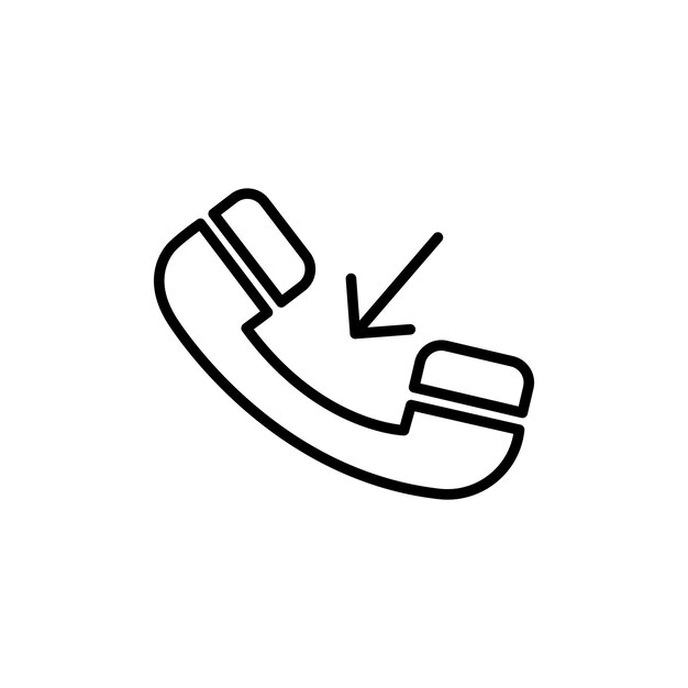 Icono de llamada entrante conjunto de llamada recibida símbolo vectorial en estilo negro lleno y delineado