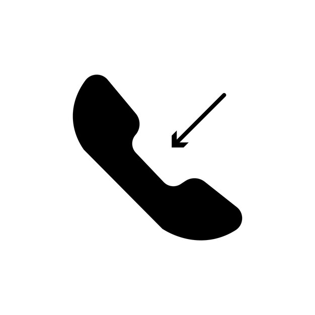 Icono de llamada entrante conjunto de llamada recibida símbolo vectorial en estilo negro lleno y delineado