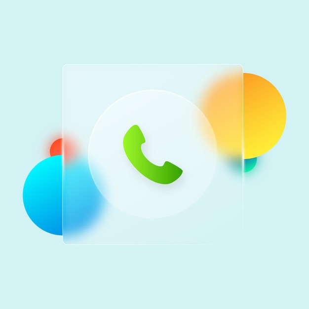 Icono de llamada de estilo glassmorphism con transparencia de efecto de vidrio