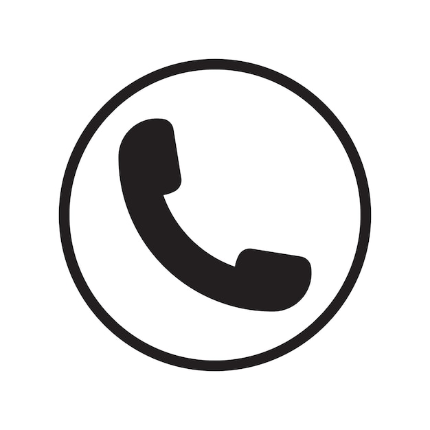 Vector icono de llamada telefónica en blanco y negro icono de llamadas telefónicas diseño plano