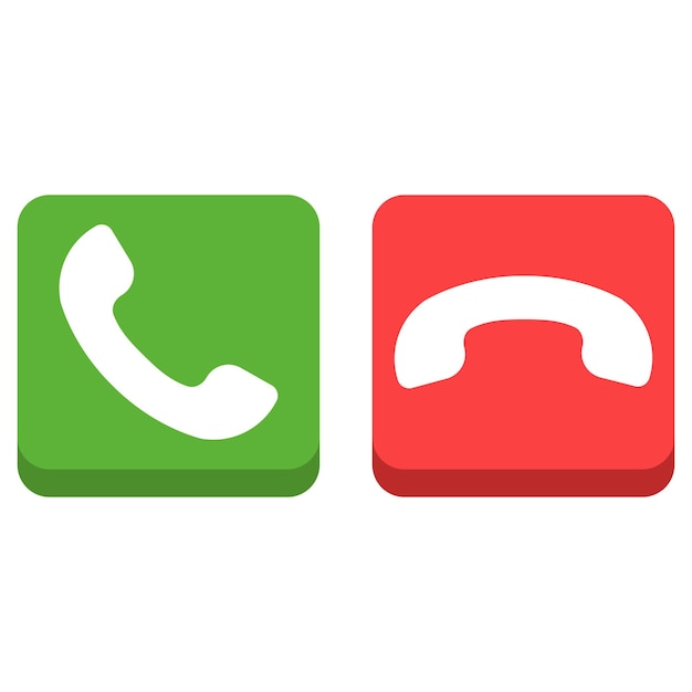 El icono de la llamada telefónica y el botón de finalización aislados en fondo blanco