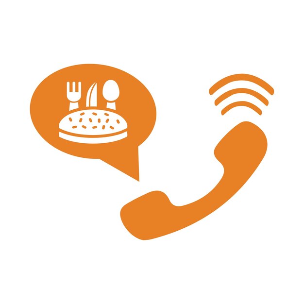 Icono de llamada telefónica de entrega de alimentos Versión naranja