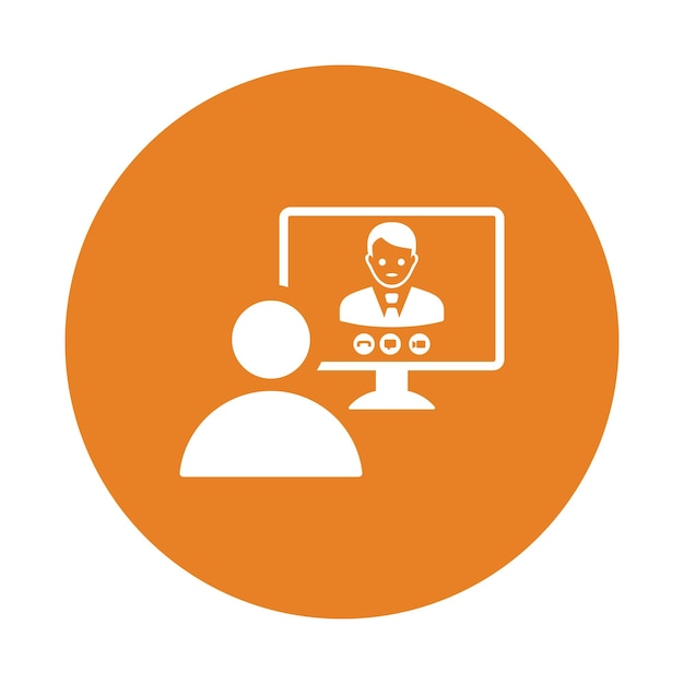 Icono de llamada de video de chat Vector de color naranja EPS