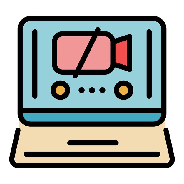 Sin icono de llamada de video Contorno sin icono vectorial de llamada de vídeo Color plano aislado
