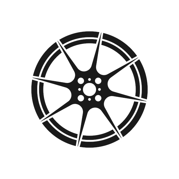 Icono de llanta de automóvil aislado en fondo blanco Símbolo de rueda en estilo plano Elemento de automóvil Ilustración vectorial para diseño web y móvil