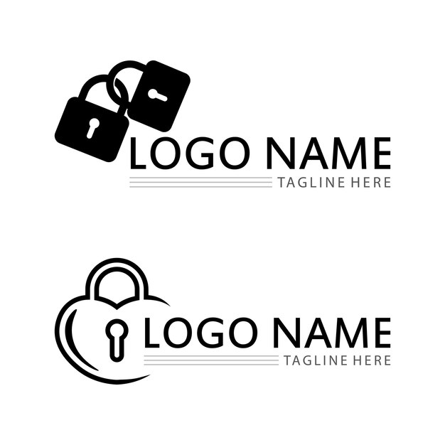 Icono de llave y candado logotipo de candado y diseño de vectores de símbolos