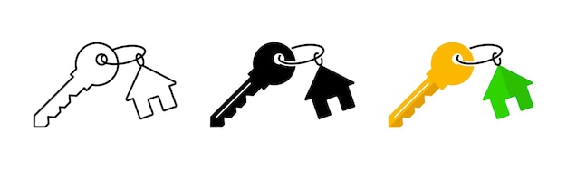 El icono de la llave de la casa Símbolo de bienes raíces Símbol de alquiler Signo de hipoteca Ilustración de propiedades residenciales