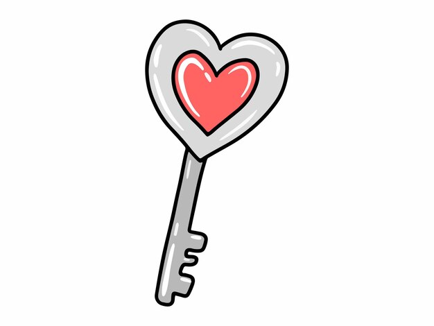 Icono de llave con decoración de corazón