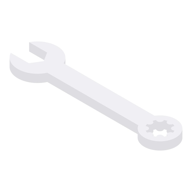 Icono de llave de engranaje Isométrica del icono de vector de llave de engranaje para diseño web aislado sobre fondo blanco