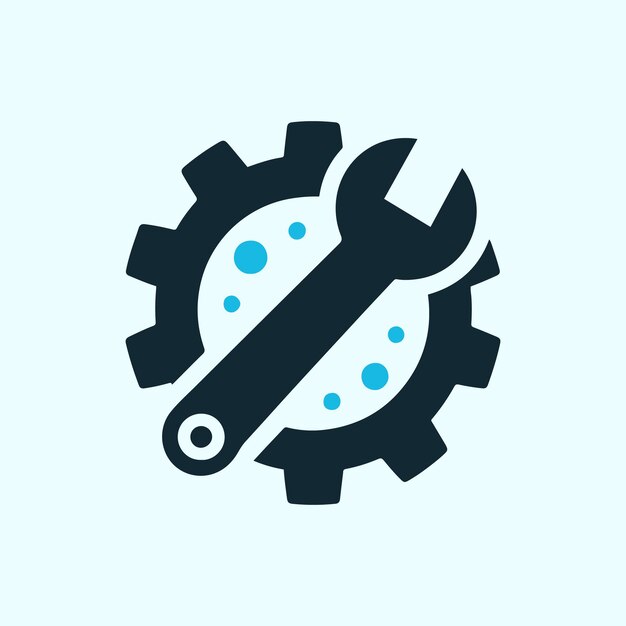 Icono de la llave de engranajes en fondo blanco