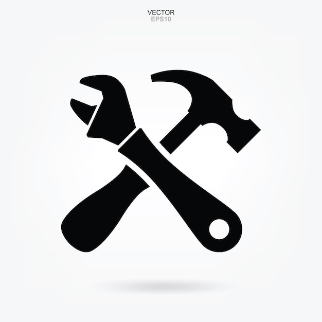 Icono de llave inglesa martillo y alicates. Signo y símbolo de herramienta de artesano. Ilustración vectorial.