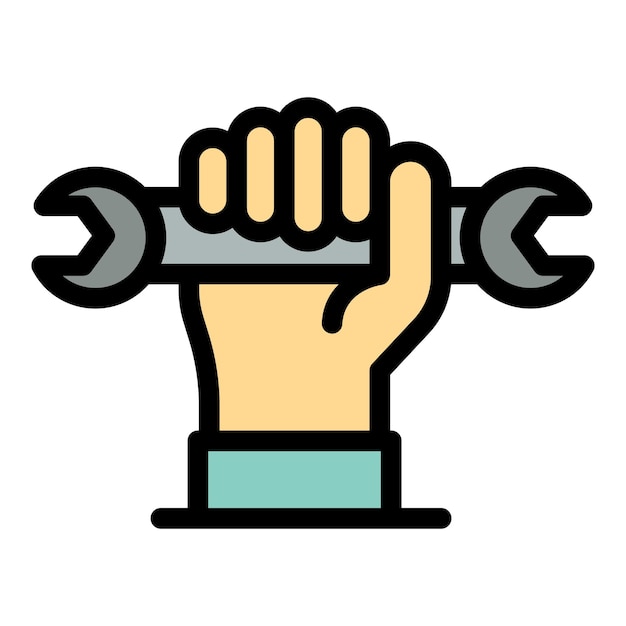 El icono de la llave inglesa del reparador El contorno del icono del vector de la clave inglesa del reparacionista El color es plano y aislado