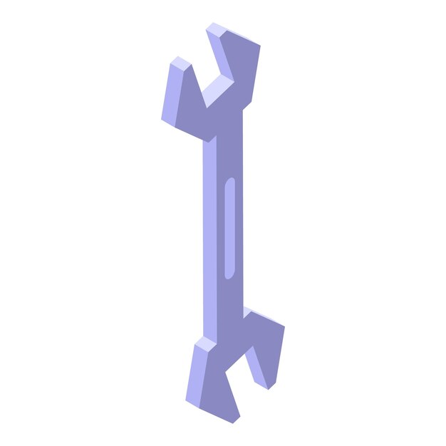 Icono de llave isométrica que representa la construcción y la reparación