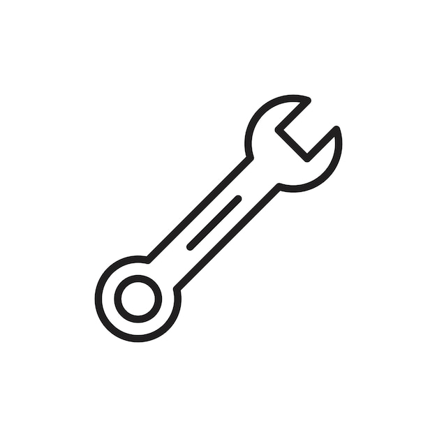 El icono de la llave plana en blanco y negro aislado