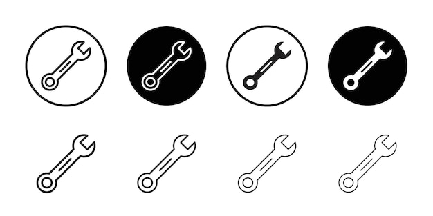 El icono de la llave plana en blanco y negro aislado