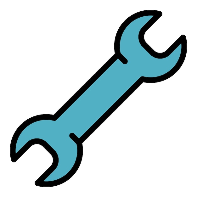 Icono de llave de reparación Contorno arreglar llave vector icono color plano aislado