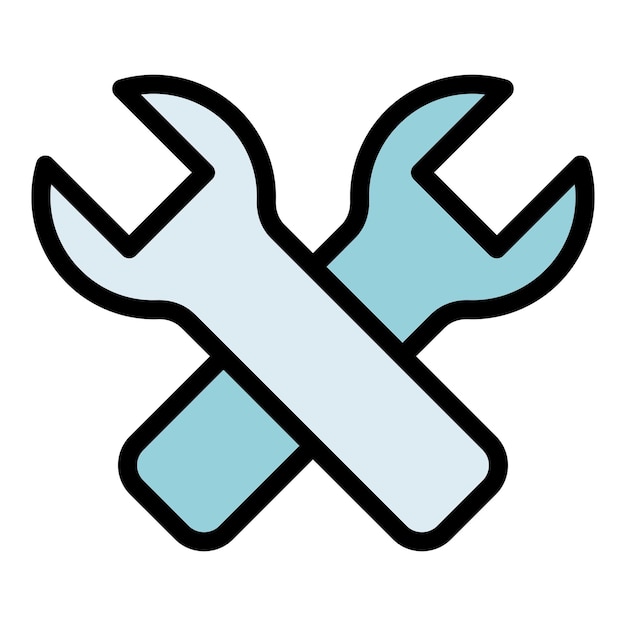 Icono de la llave de reparación del lavaplatos Contorno Icono vectorial de las llaves de reparación de los lavaplastos para el diseño web aislado en fondo blanco de color plano