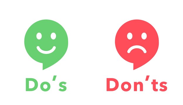 Icono de lo que se debe y lo que no se debe hacer en estilo plano Icono rojo y verde