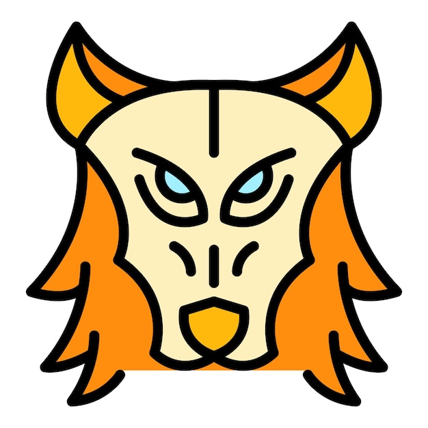 Icono de lobo salvaje Contorno de lobo salvajes color del icono vectorial plano aislado