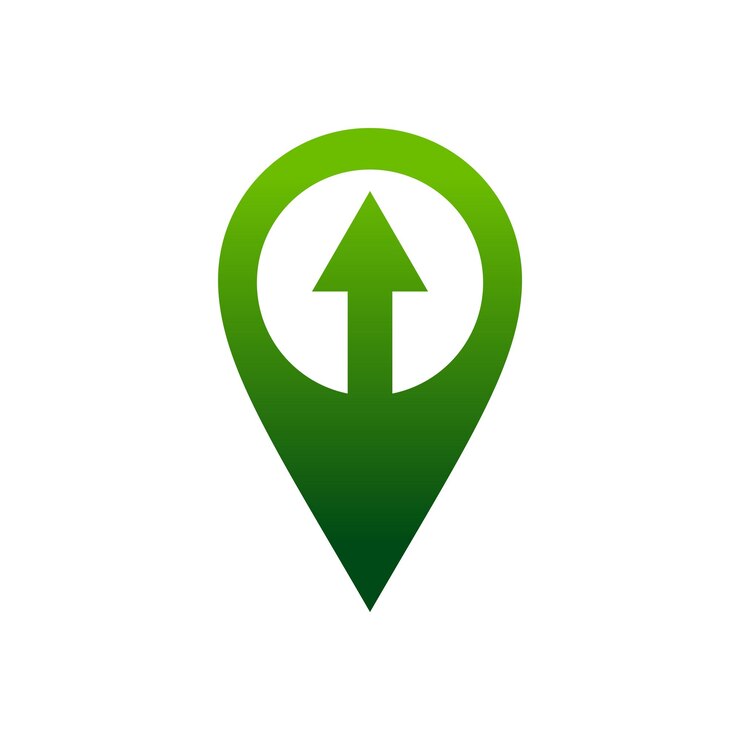 Vector icono del localizador del mapa, flecha hacia arriba, logotipo vectorial, plantilla, diseño de ilustración