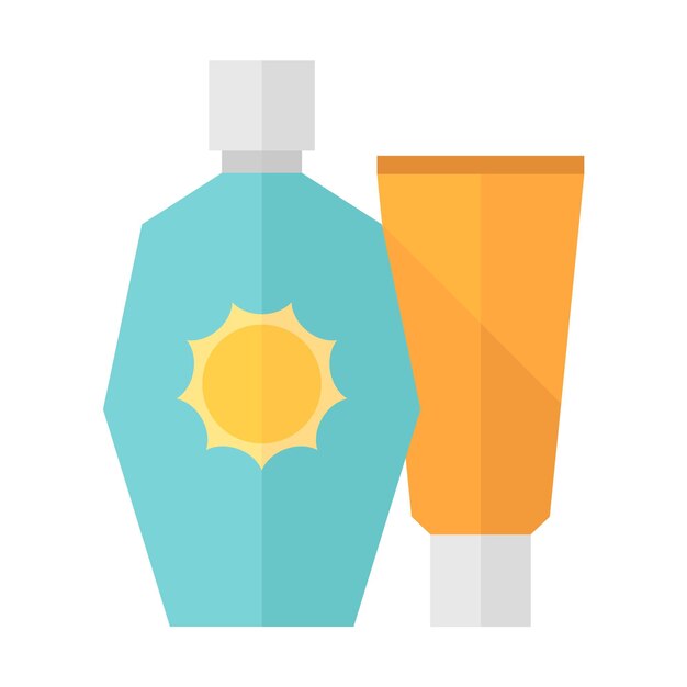 Icono de lociones de bronceado en estilo de color plano