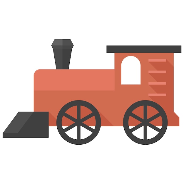 Icono de locomotora de juguete en estilo de color plano