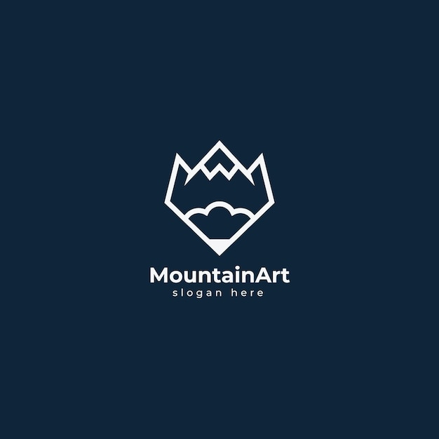 Vector icono y logo de arte de montaña