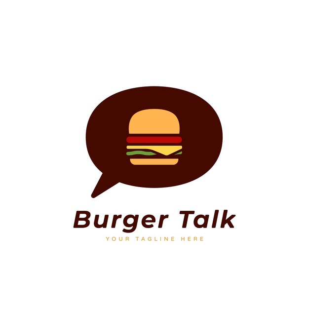 Ícono del logo de Burger talk con símbolo de habla de burbuja cómica