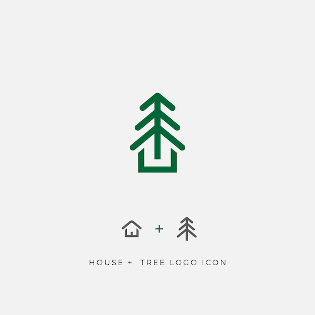 Vector Ícono del logo de la casa y el árbol