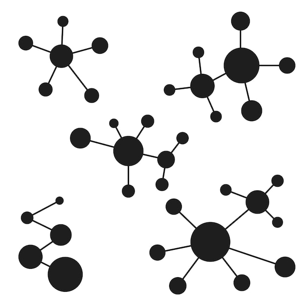 Icono logo moléculas estructura atómica materia vector diseño un logo para el laboratorio la estructura de la molécula y los electrones del átomo