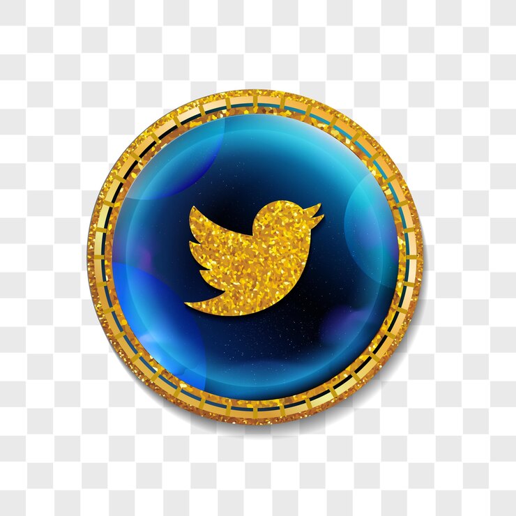 Vector ícono del logo de twitter con marco dorado