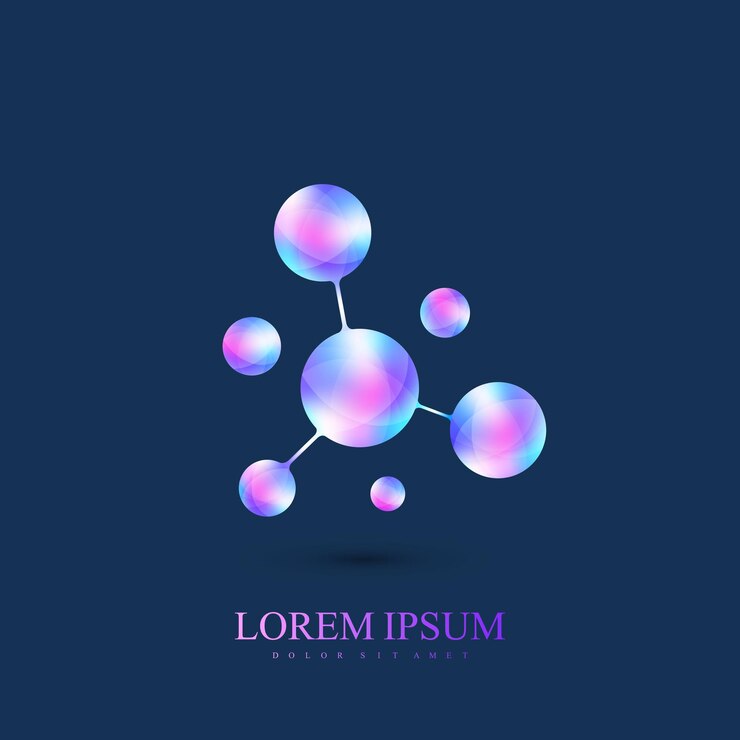 Vector icono del logotipo 3d, la molécula de adn, el átomo, el gen, la neurona neuronal, la plantilla vectorial, el logotipo
