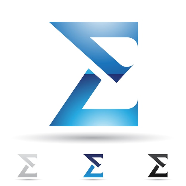 Vector icono de logotipo abstracto azul brillante de la letra e con esquinas afiladas