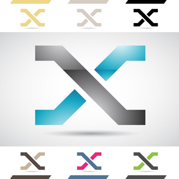 Vector icono de logotipo abstracto brillante azul y negro de crossing letter x