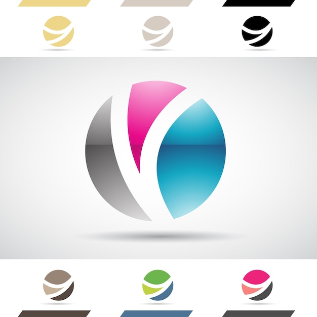 Icono de logotipo abstracto brillante azul negro y magenta de la letra O del círculo