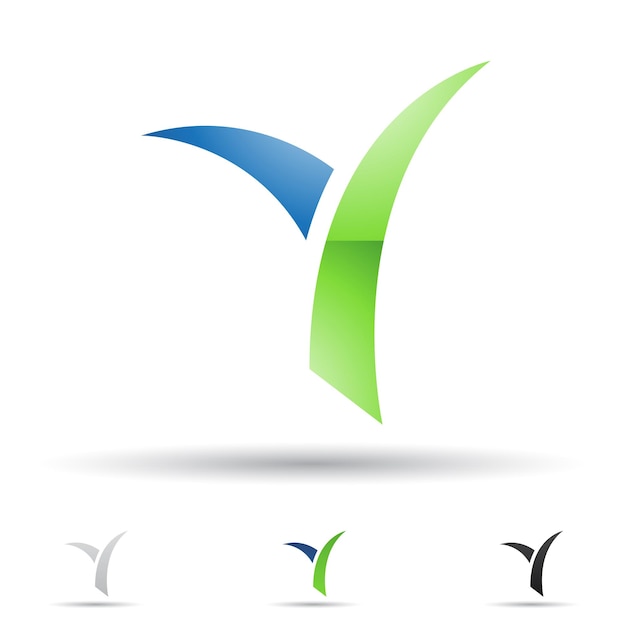 Icono de logotipo abstracto brillante azul y verde de la letra Y de hierba puntiaguda
