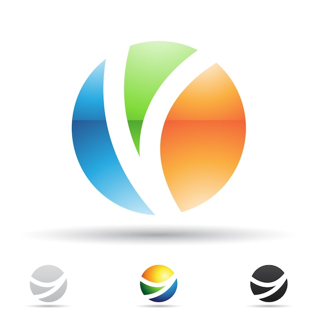 Icono de logotipo abstracto brillante azul verde y naranja de círculo letra O