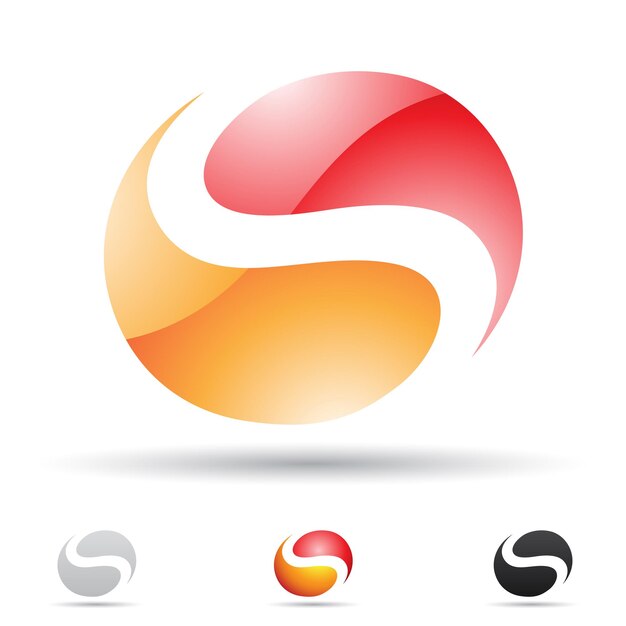 Icono de logotipo abstracto brillante naranja y rojo de letra circular S