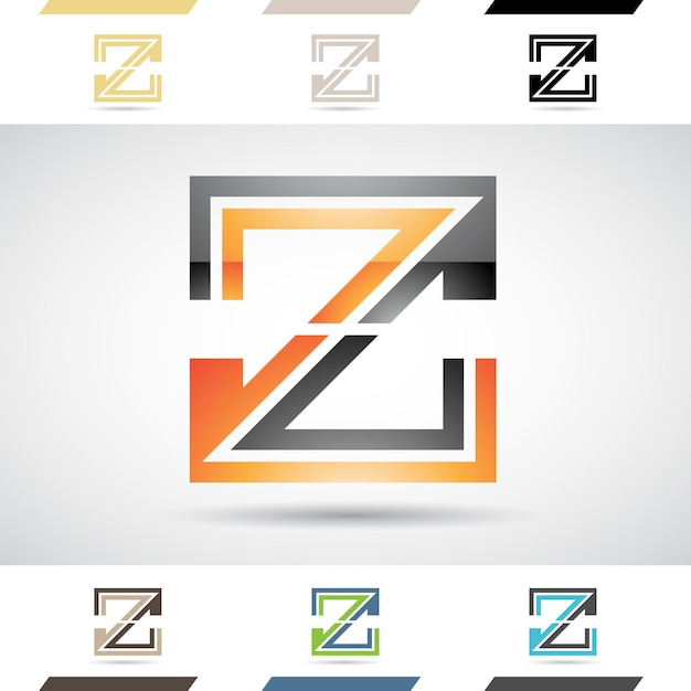 Vector icono de logotipo abstracto brillante negro y naranja de letra cuadrada rayada z