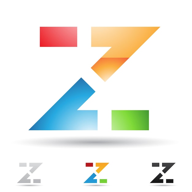 Vector icono de logotipo abstracto brillante rojo naranja verde y azul de la letra z discontinua