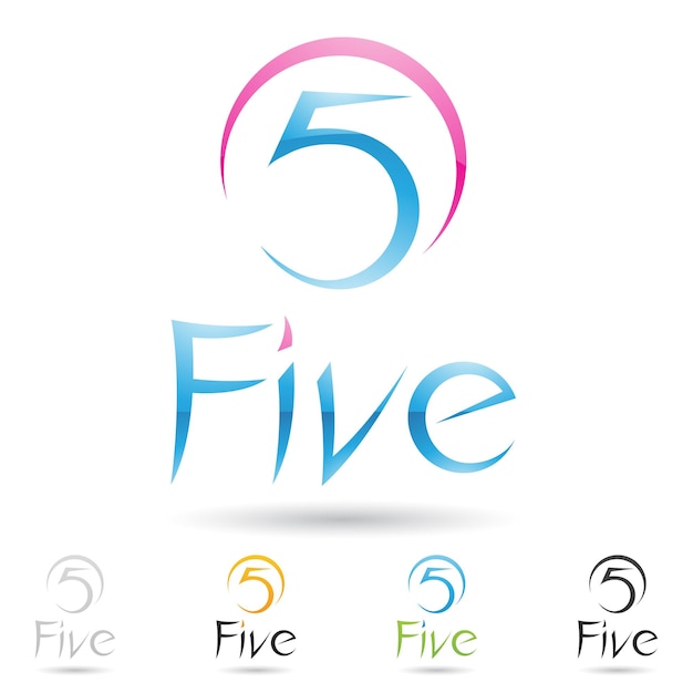 Icono de logotipo abstracto magenta y azul del número 5 con curvas puntiagudas delgadas