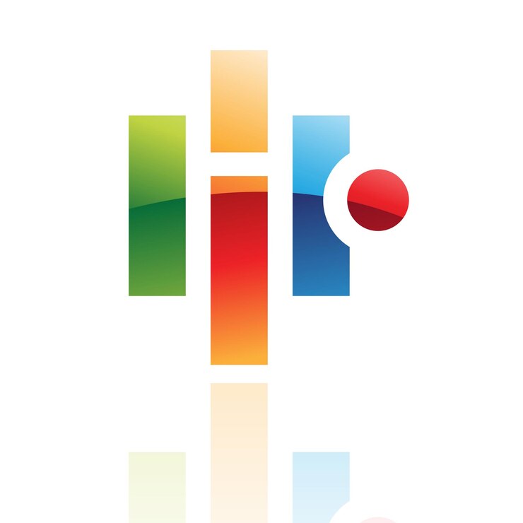 Vector icono de logotipo abstracto retro a rayas de colores de rectángulos y un círculo